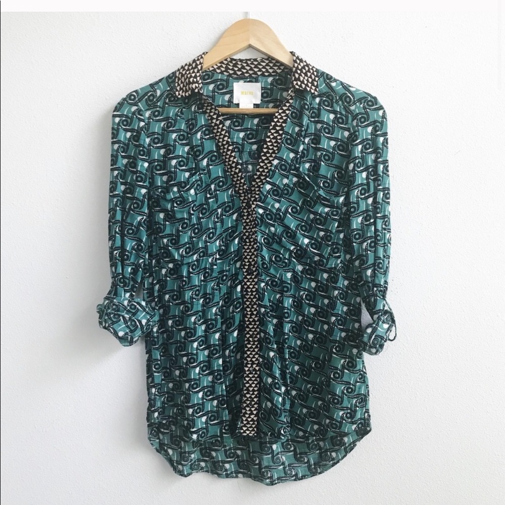 Anthropologie Maeve Green Blouse